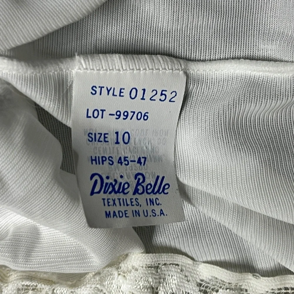 Dixie Belle Nylon Brief Sz 10‎ Panties White Lace Trim Granny 1252 New USA Sissy